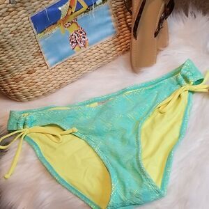 Arizona Blue-Turquoise Lime Lace Bikini Bottom L